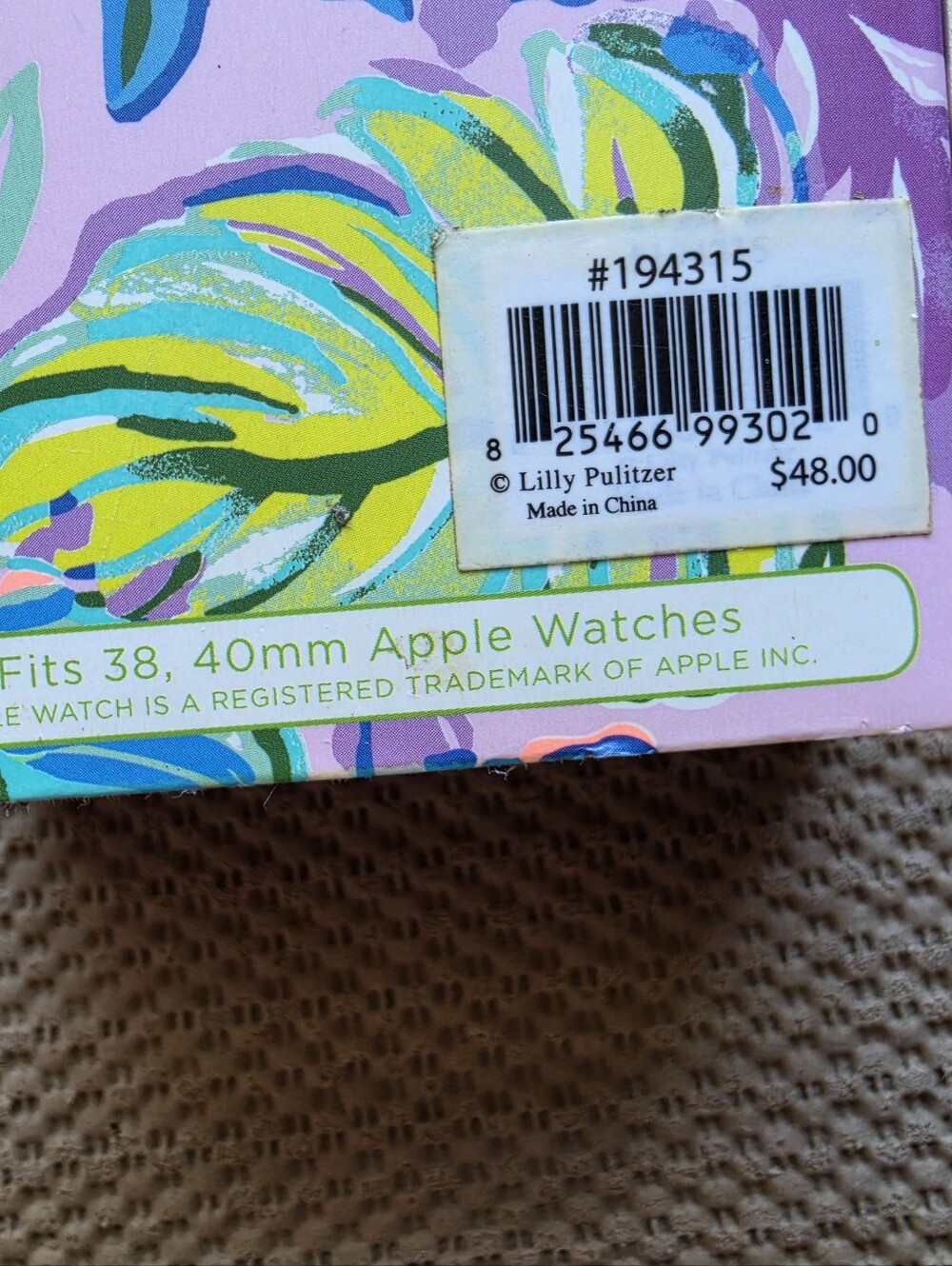 Lilly Pulitzer Lavender Floral Multicolor Apple Watch Band with Gold Hardware - Picture 5 of 5